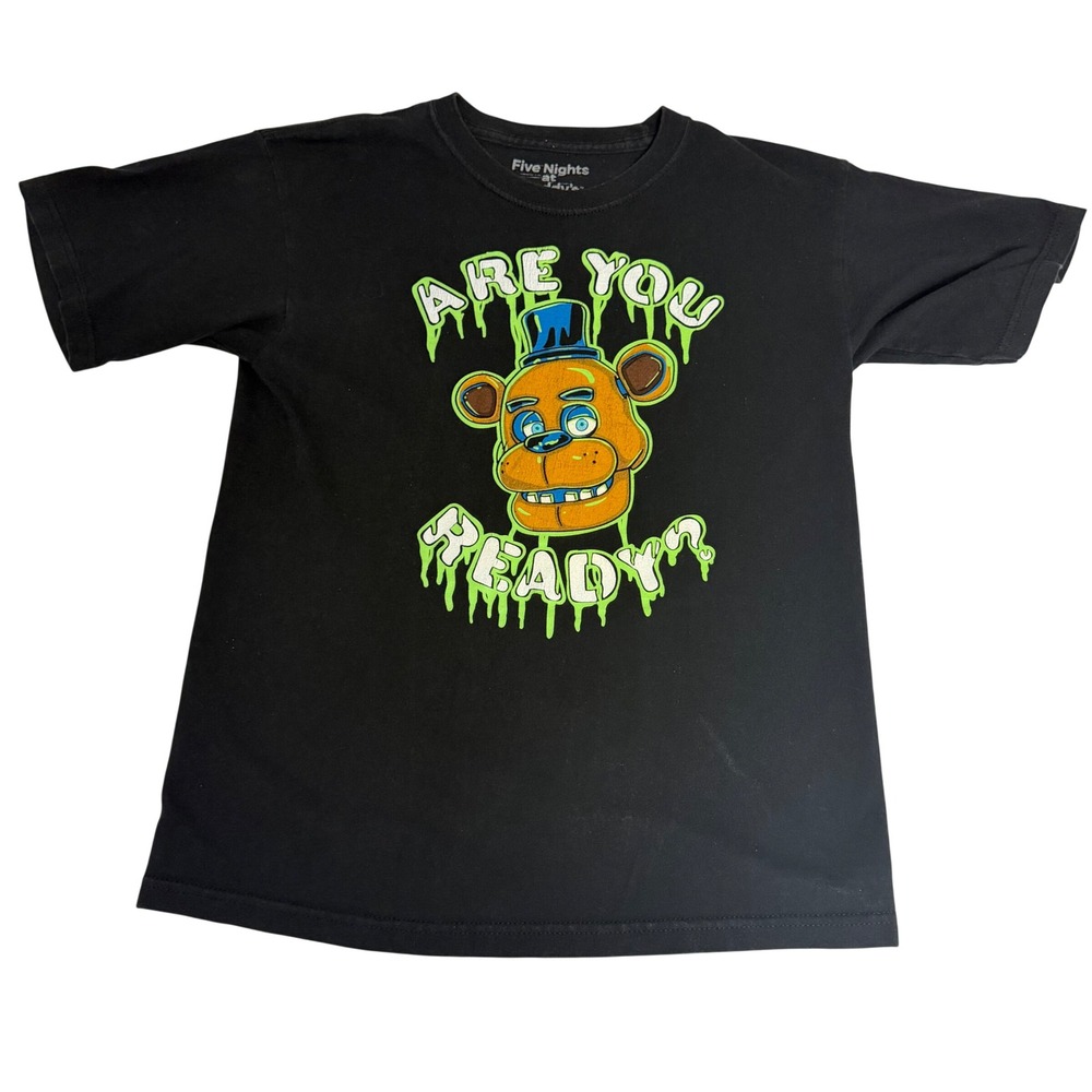 Five Nights at Freddys Boys Large Black Graphic Tee Are You Ready Freddy Fazbear